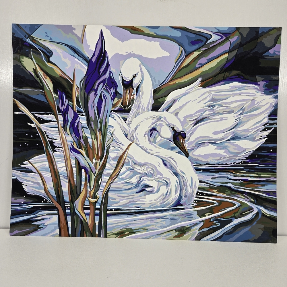 Everlasting Love Finished Acrylic Painting Paint By Number Swans Love 20x16‎